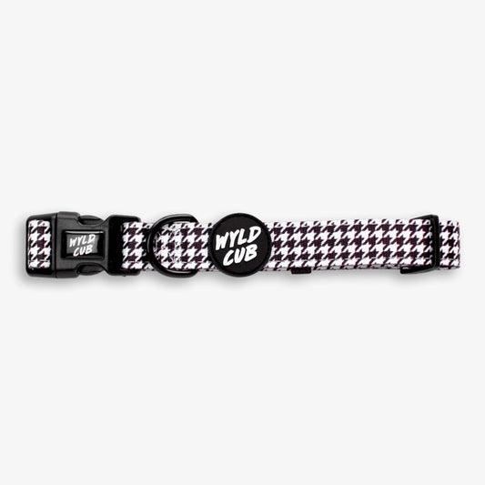 Adjustable Dog Collar: Happy Houndstooth